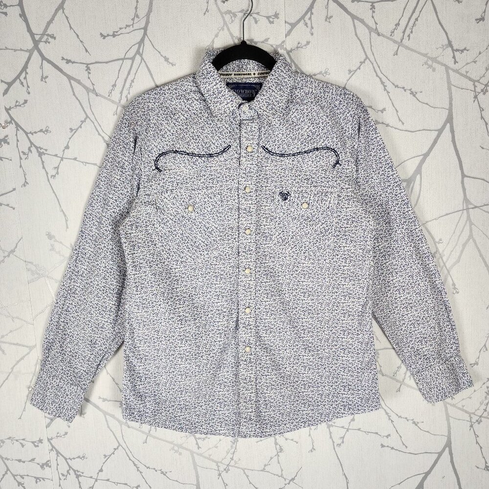 Cowboy Hardware Blue Floral 100% Cotton Pearl Snap Western Shirt